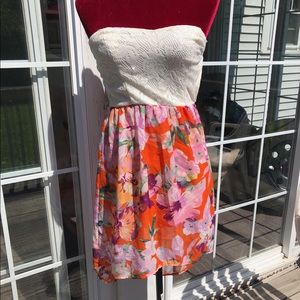 High low strapless dress